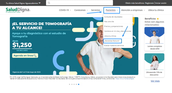 como solicitar una factura de salud digna paso 1: salud digna factura
