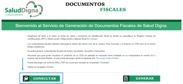 como solicitar una factura de salud digna paso 3: http /comprobantefiscal.salud digna.org